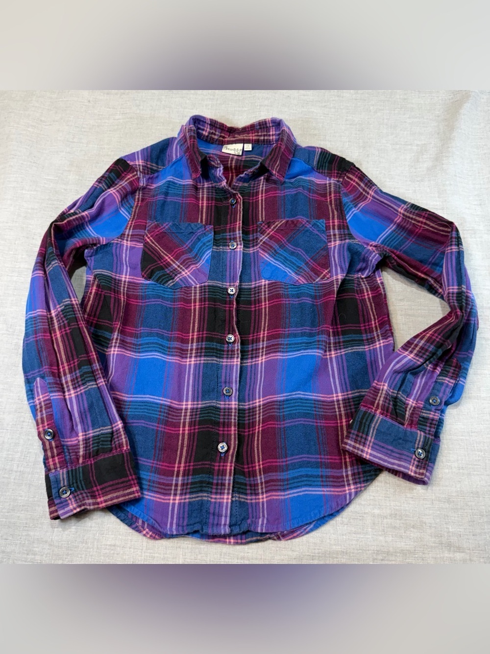 Mudd Purple & Blue Plaid Button-Down Shirt